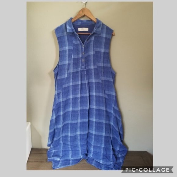 Isabella Sinclair blue plaid pattern dress size XL - Picture 3 of 7